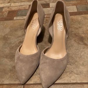 Franco Sarto med/cool Tan Suede Wedges Sz 8